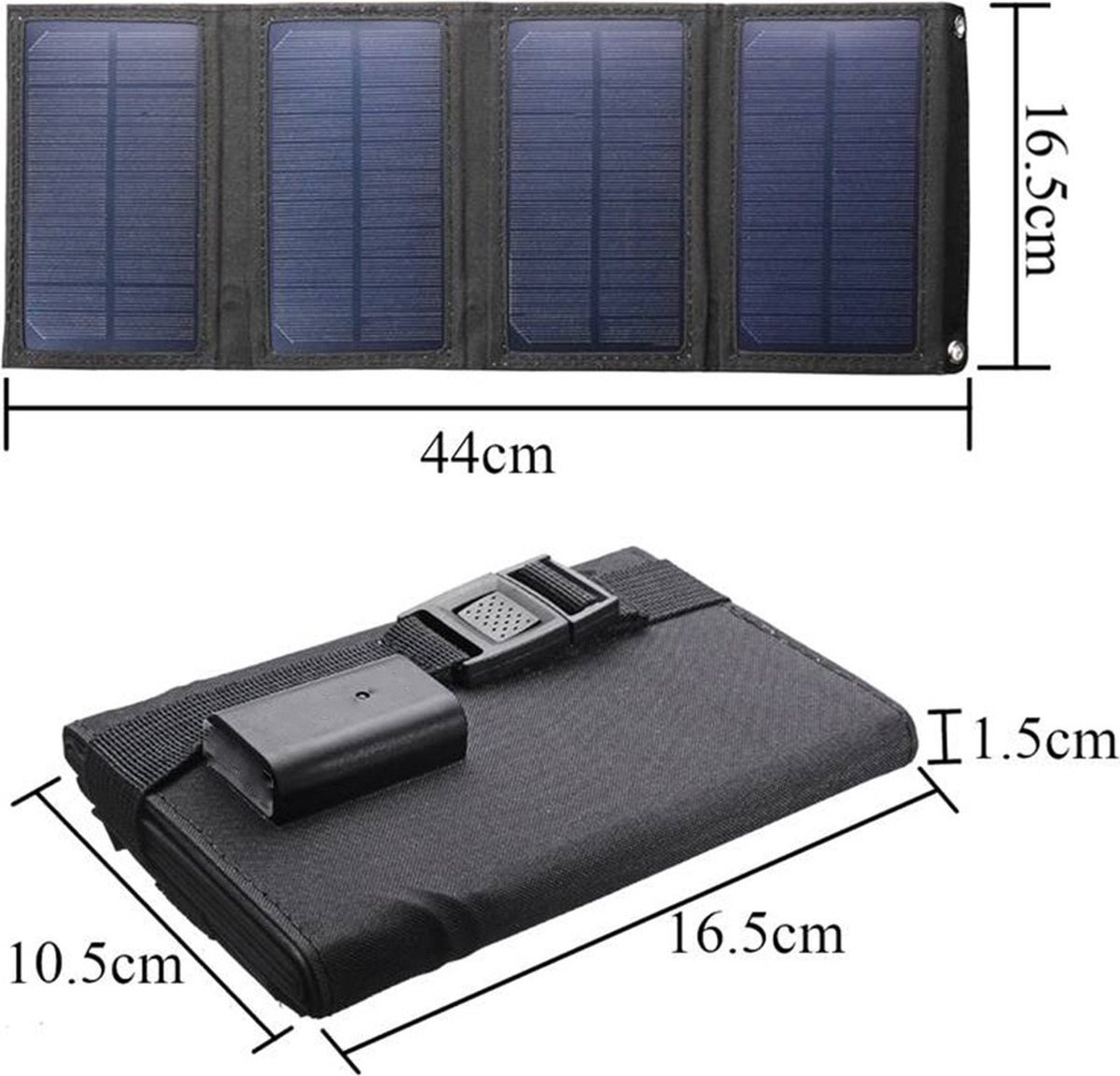 Zonnepaneel - Opvouwbaar zonnepaneel - Sun Power - Zonnecellen Oplaadbatterij - Werkspanning 5V / 10W vermogen - USB - Zonnepanelen voor buiten - voor Smartphone Camping