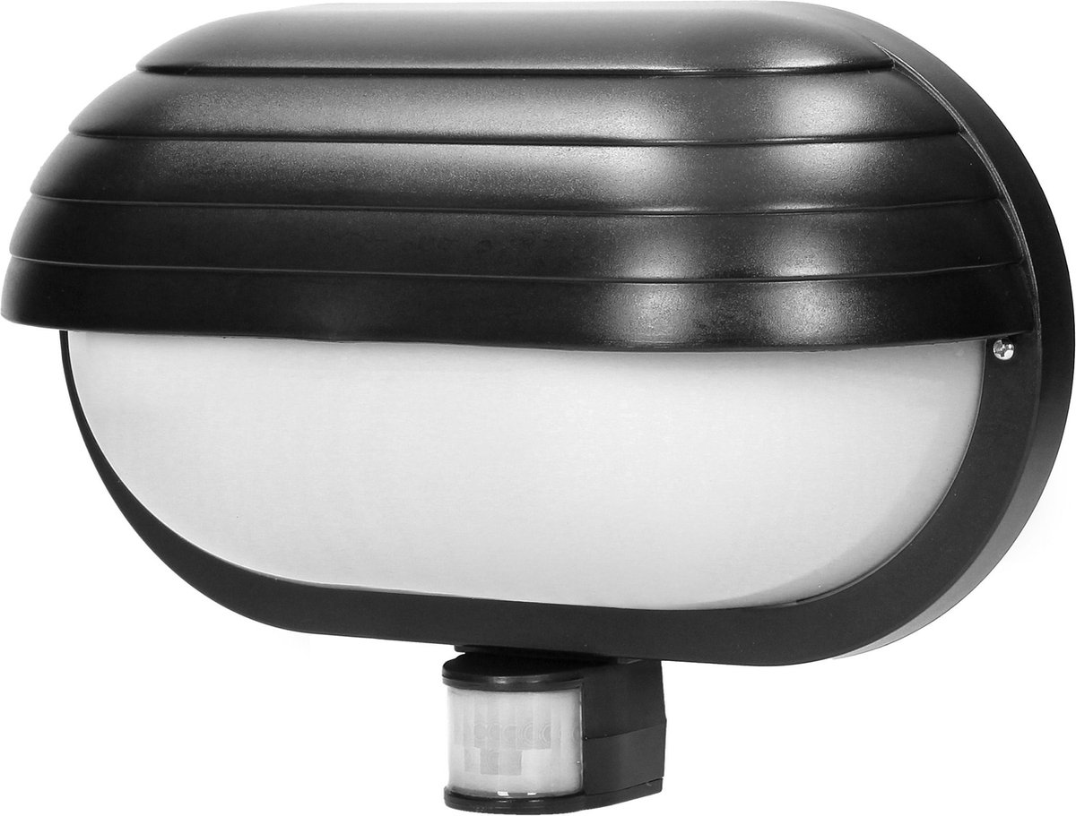 Buitenlamp met bewegingssensor MUSAM - Tuinverlichting 180° - Wandlamp buiten - Buitenverlichting met IP44 - Muurlamp 230 Volt voor max. 60 Watt - Zwart