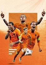 Poster Nederlands elftal - Hoogwaardig glans - EK - Geschikt om in te lijsten - 60x42cm - Voetbal - Bekende voetballer - Frenkie de Jong - WK voetbal 2022 - FIFA - Sport - Cadeau