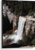 WallClassics - Toile - Haute cascade dans un paysage Arbres - Photo sur toile 60x90 cm (Décoration murale )