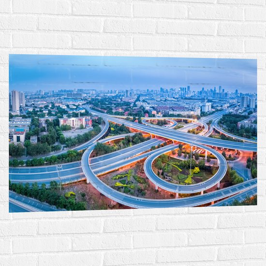 Muursticker - Kruisingen van Wegdek in China - 105x70 cm Foto op Muursticker