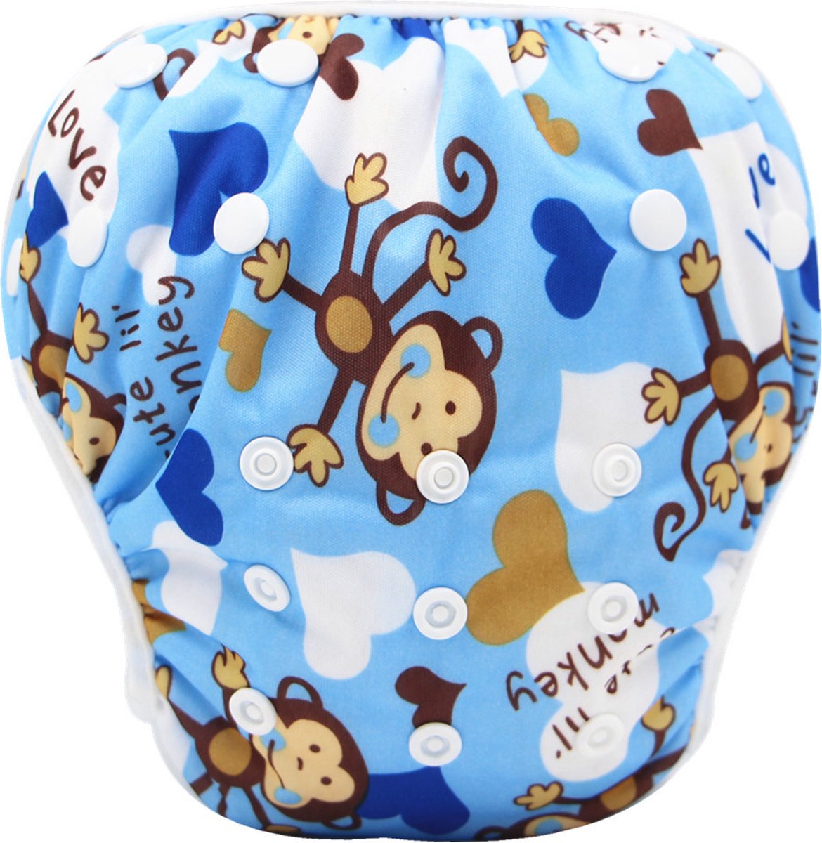 Bol.com RAMBUX® - Zwemluier - Blauw Aapjes - Wasbaar & Verstelbaar - Zwembroek voor Zwembad - Zwemshort Baby & Peuter - 3-15 KG ... aanbieding