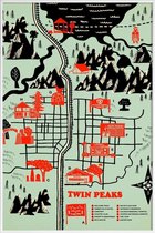JUNIQE - Affiche encadrée Twin Peaks -40x60 /Vert & Rouge