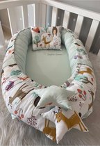 SNS Baby - Schattig Bos - Luxe Design - Babynest - Babynestje en Hoofdkussen - Organische Katoen - Antibacterieel Babynestje - Anti-Allergisch Babynestje - Groente - 74 x 40 cm