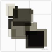 Poster / Papier - Reproduktie / Kunstwerk / Kunst / Abstract / - Wit / zwart / bruin / taupe - 40 x 40 cm