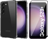Hoesje geschikt voor Samsung Galaxy S23 Plus - Screen Protector FullGuard - Back Cover Case ShockGuard Transparant & Screenprotector