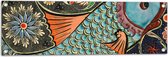 WallClassics - Tuinposter – Mozaiek in Verschillende Kleuren in Vorm van Vis - 90x30 cm Foto op Tuinposter (wanddecoratie voor buiten en binnen)