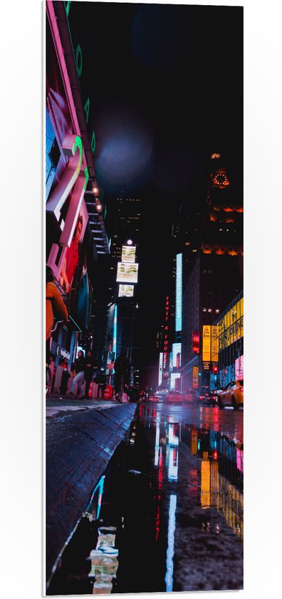 PVC Schuimplaat- Plein Times Square in Nacht - 30x90 cm Foto op PVC Schuimplaat