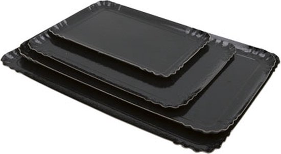 Black Tray | Plateau Zwart | Zwart Kartonnen Catering Schaal 25x34cm 25 stuks