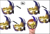6x Venetiaans masker Columbina - Oog masker - Thema feest festival carnaval oogmasker fun