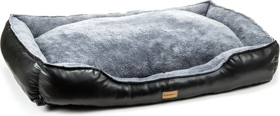 Primeplus Grote Hondenmand XXL - Antraciet - Hondenmand 100 CM - Hondenkussen Gemaakt van Leer en Stof - Orthopedische Hondenmanden Groot - Hondenkussen 100x80x20 CM