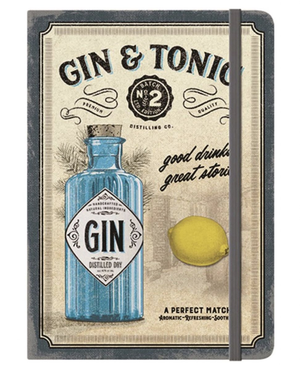 Nostalgic Art Gin & Tonic, Afbeelding, Meerkleurig, A5, 128 vel, Puntrasterpapier, Hardcover