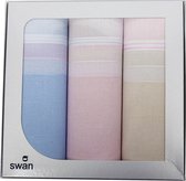 Swan 3-pack - Dames zakdoeken Vintage pastel - 30 - Blauw