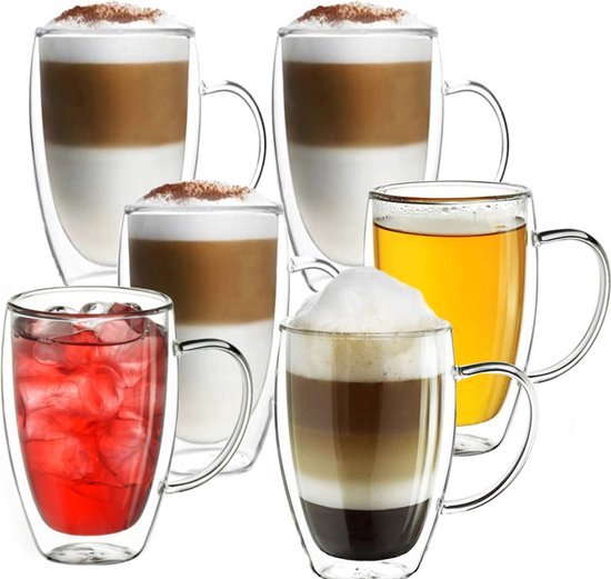 Lot De 4 Verres à Bulles - 380 Ml - Idéal Pour Café Glacé, Cocktails, Latte Macchiato - Design Rétro Et Fait Main