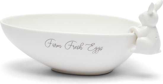 Riviera Maison Eierschaal Paasdecoratie, Eierhouder - Fresh Farm Eggs Bowl - Wit - Porselein - Giftbox