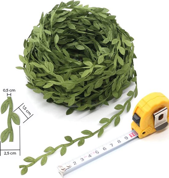 Groene kunstmatige klimop slingers, 10 meter lang, met rolmaat