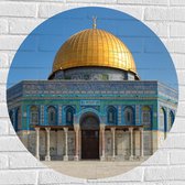 Muursticker Cirkel - Dome of The Rock Koepel in Jeruzalem op Zonnige Dag - 80x80 cm Foto op Muursticker