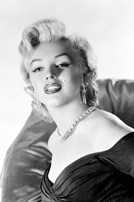 Poster / Papier - Filmsterren - Retro / Vintage - Marilyn Monroe in wit / grijs / zwart - 60 x 90 cm