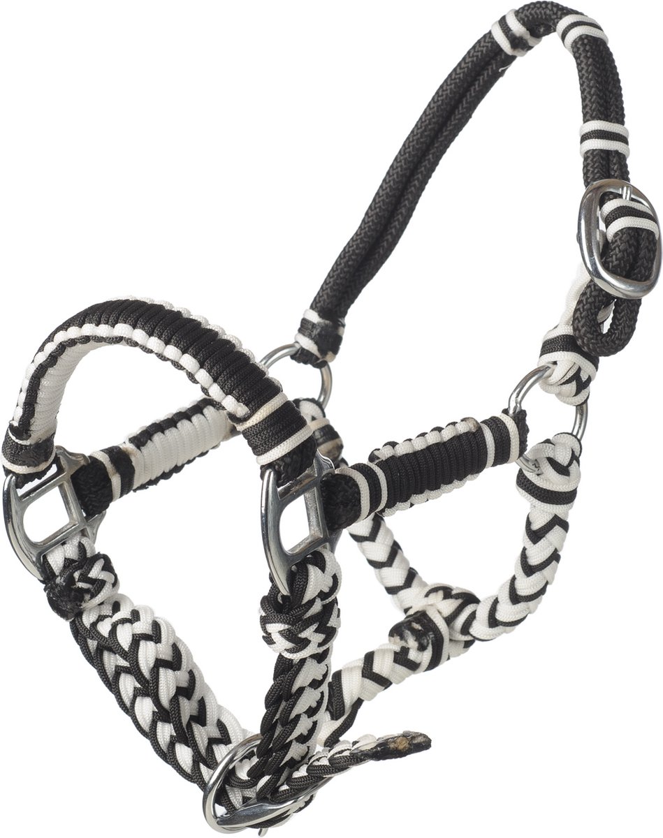 MHS Halster Braided Mini Jaarling Zwart / Wit