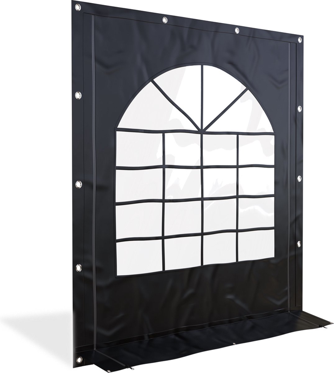 Gecheer Paviljoen zijwand met ramen 4x2 m blauw luifel balkon