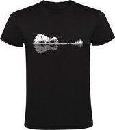 Natuur Gitaar Heren T-shirt - muziek - rock - concert - festival - hardrock - band - heavy metal - gitarist - landschap - reflectie