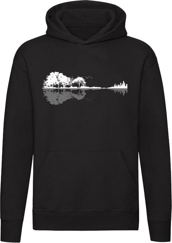 Natuur Gitaar Hoodie - muziek - rock - concert - festival - hardrock - band - heavy metal - gitarist - landschap - reflectie - unisex - trui - sweater - capuchon