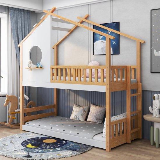 Lit superposé Kid House bed avec échelle rectangulaire-lit en