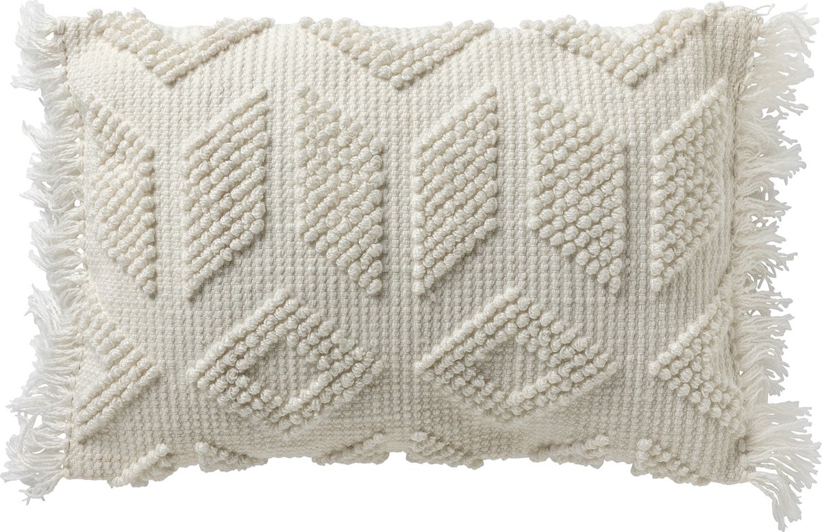 Dutch Decor ODIN - sierkussen 40x60 cm - tufted patroon - duurzaam - Snow White - wit - Inclusief binnenkussen - Luxe kussens voor woonkamer & bank