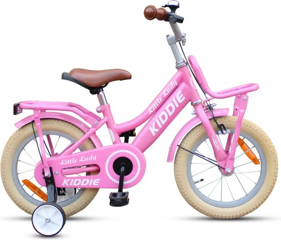 Vélo enfant Kiddie FunGirl avec porte-bagages avant 14'' Rose