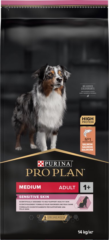 Pro Plan Medium Adult Sensitive Skin - Saumon - Nourriture pour chien - 14  kg | bol