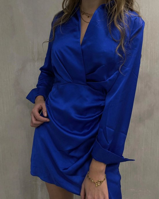 ocean blue jurk - Maat S - blouse jurk - marine blauw - donker blauw - blauw  - blouse... | bol.com