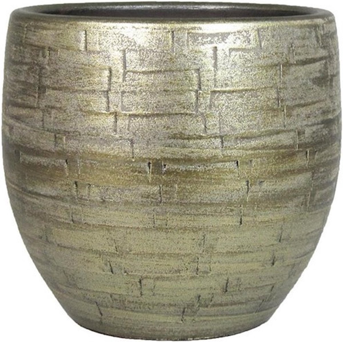 Bela Arte Plantenpot/bloempot - keramiek - goud glans - D24/H22 cm