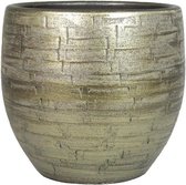Bela Arte Plantenpot/bloempot - keramiek - goud glans - D24/H22 cm