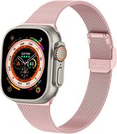 iMoshion Bandje Geschikt voor Apple Watch Bandje Series 1 / 2 / 3 / 4 / 5 / 6 / 7 / 8 / 9 / SE / Ultra (2) - 42 / 44 / 45 / 49 mm - iMoshion Milanees vouwband - Roze