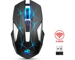 HXSJ T300 2.4G Draadloze Gaming Muis - Computermuizen - Ultra licht - Compact Voor Onderweg - RGB Verlichting - Zwart