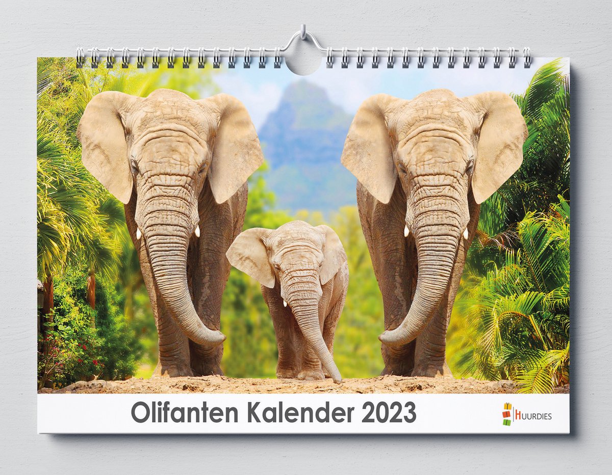 Olifanten Kalender 2023 - jaarkalender - 35x24cm - Huurdies
