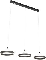 QAZQA lyani - Design Dimbare LED Hanglamp eettafel met Dimmer voor boven de eettafel | in eetkamer - 3 lichts - L 110 cm - Zwart - Woonkamer | Slaapkamer | Keuken