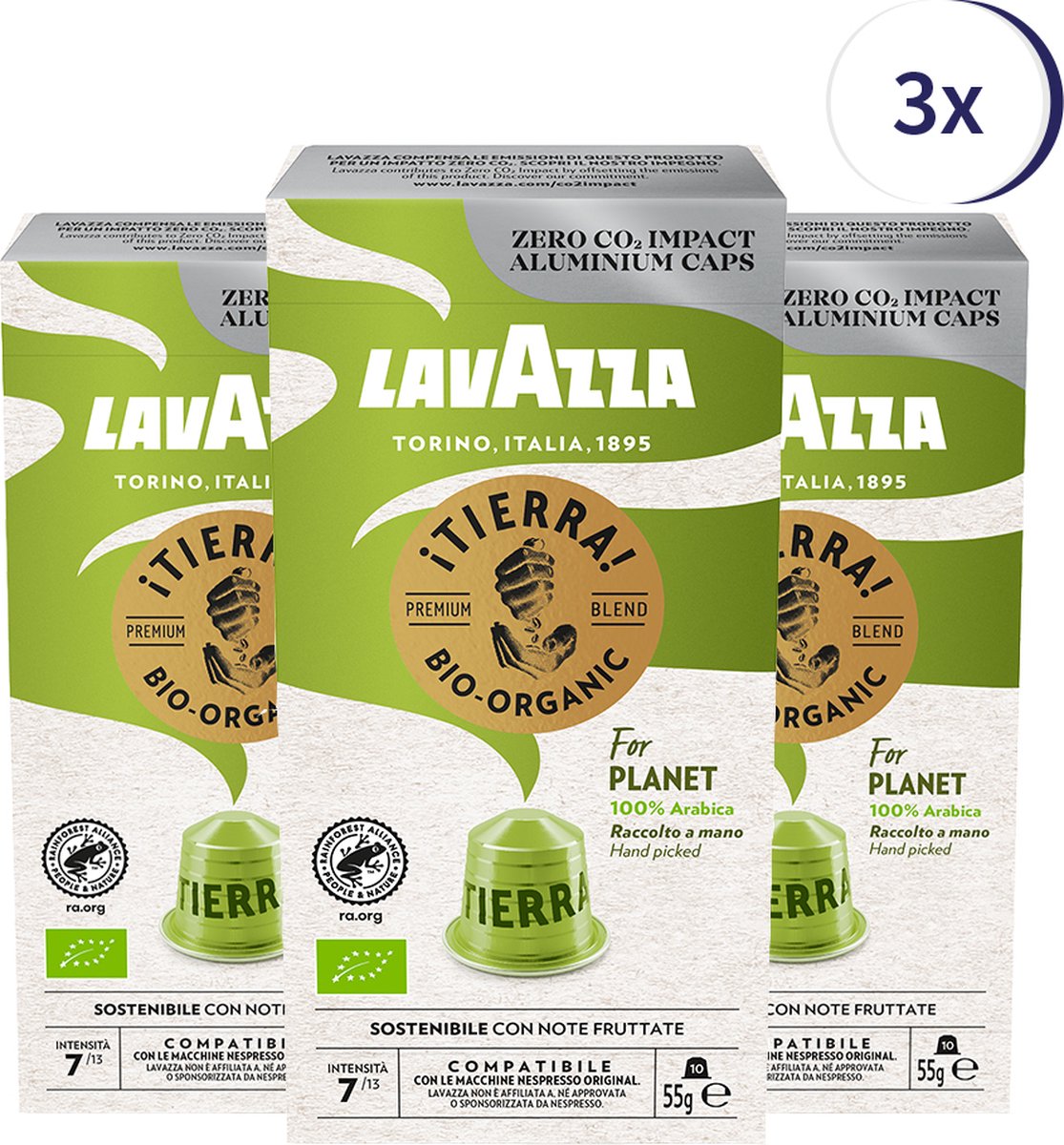 Lavazza Tierra for Planet biologische Nespresso compatibel capsules - 10 stuks x3