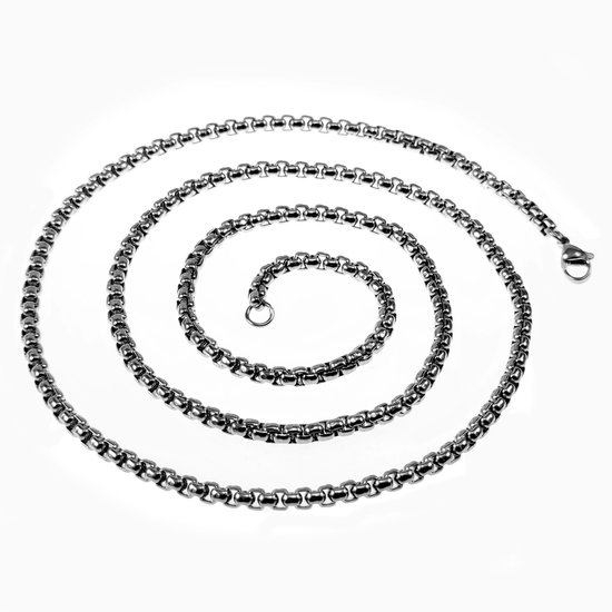 Heren ketting zwart leer veter haaientand - IbizaMen - www