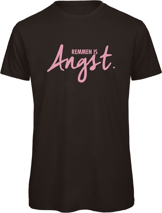 T-shirt Zwart XL - Remmen is angst - roze - soBAD. | Foute apres ski outfit | kleding | verkleedkleren | wintersport t-shirt | wintersport dames en heren