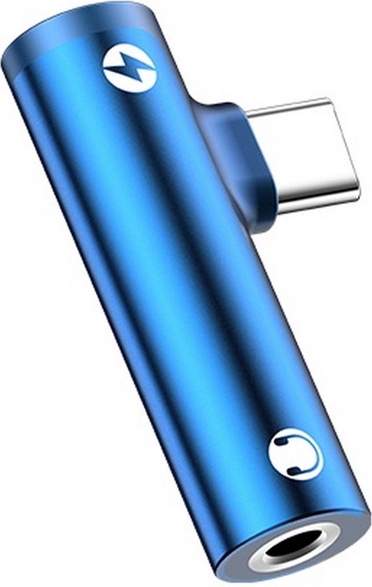 USAMS Audio Adapter USB-C naar AUX (3.5mm Female) - Blauw