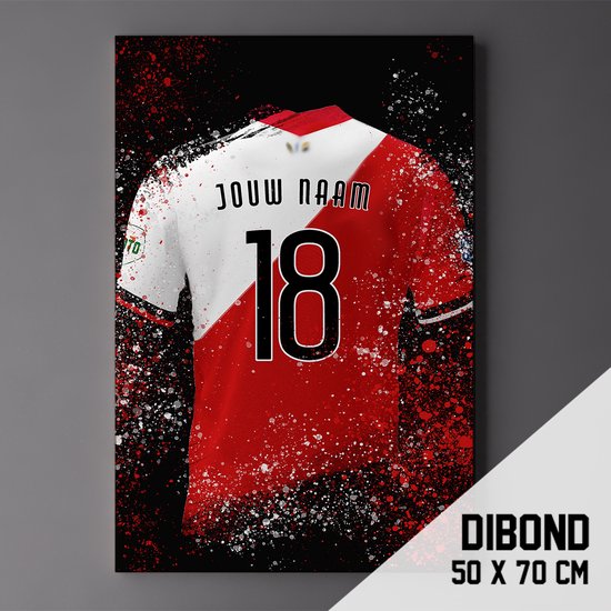 FC Utrecht - Poster - Schilderij - Shirt Op Dibond + ophangsysteem (gepersonaliseerd, naam + nummer)