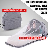 Allernieuwste® Opvouwbaar Baby Bedje - Draagbare Wieg - Opvouwbare Reisrugzak - Reisbed - Draagbaar Babynest - 95 x 40 x 45 cm met Klamboe - Grijs