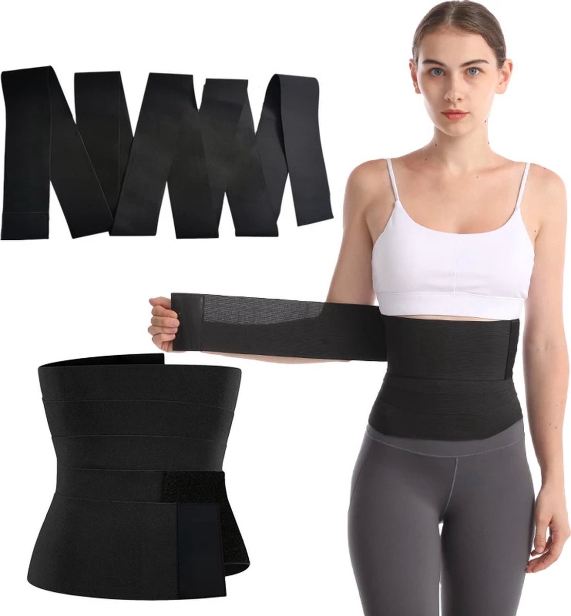 Goedkoopste Postpartum Band - Afslanken - Waist Power - Sauna Band - Taille Wrap - 1 Meter - Zwangerschapsband - Band Met Lus - Postpartum Buikband - One Size - Zweetband - Corrigerend Ondergoed - Dames - Corset - Waisttrainer - Zandloper - Corrigerend Buik