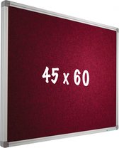 Prikbord Camira stof PRO - Aluminium frame - Eenvoudige montage - Punaises - Rood - Prikborden - 45x60cm