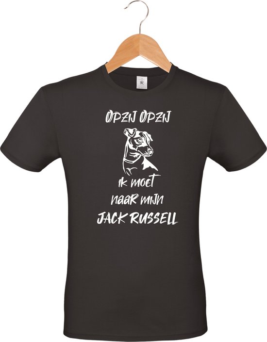 mijncadeautje - T-shirt unisex - zwart - Opzij Opzij ik moet naar mijn : Jack Russell - maat M