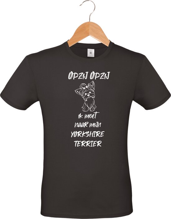 mijncadeautje - T-shirt unisex - zwart - Opzij Opzij ik moet naar mijn : Yorkshire Terrier - maat XL