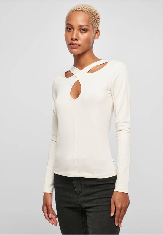 Urban Classics - Crossed Cut Out Longsleeve top - L - Ivoorkleurig