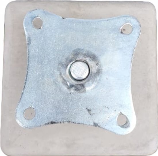 Grijze betonpoer INCLUSIEF stelplaat - 15 x 15 x 50 cm - Grijs - Aflopend Model - ideaal voor de bouw van een overkapping, carport, veranda, schutting of tuinhuis!