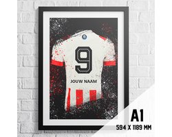 Eindhoven Voetbal Poster - Gepersonaliseerd met jouw naam - Voetbal Shirt Poster - A1+ Formaat 61 x 91.5 cm